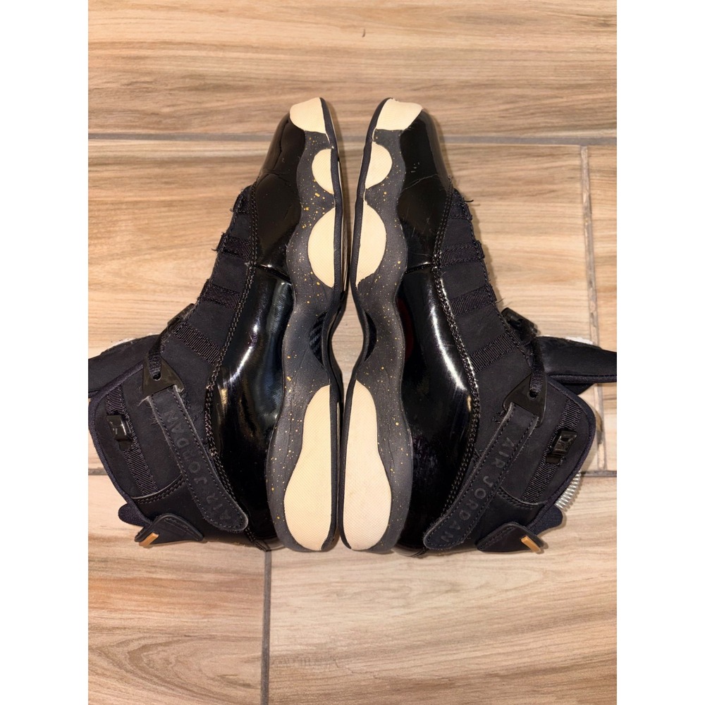 Nike Air Jordan 6 Rings 6.5 Youth/Women's 8 Black Metalic Gold Basketball Shoes - Picture 6 of 7